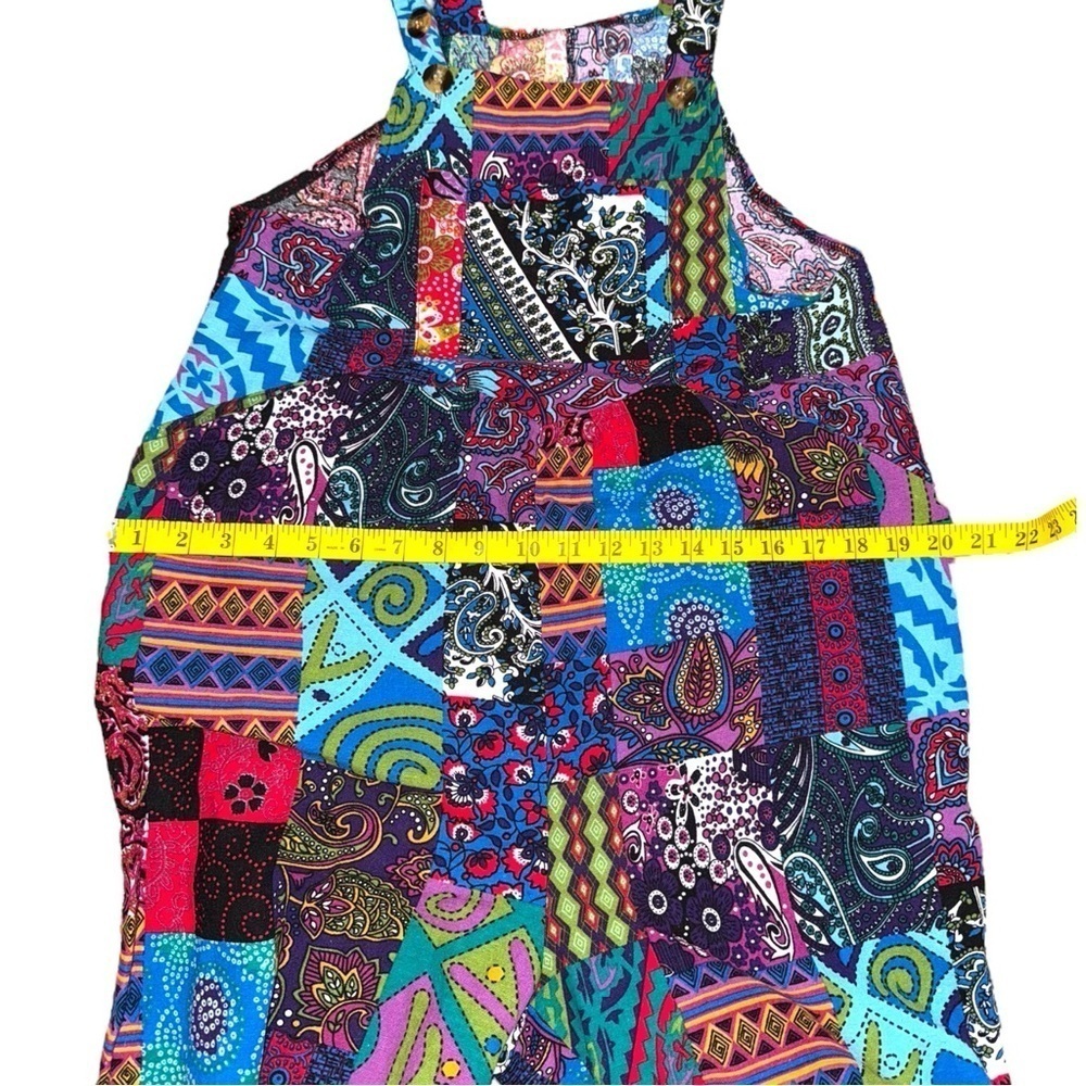 Hippie Boho Kantha Patchwork Multi Color Jumpsuit, Overalls, Bohemian Romper - Picture 14 of 16